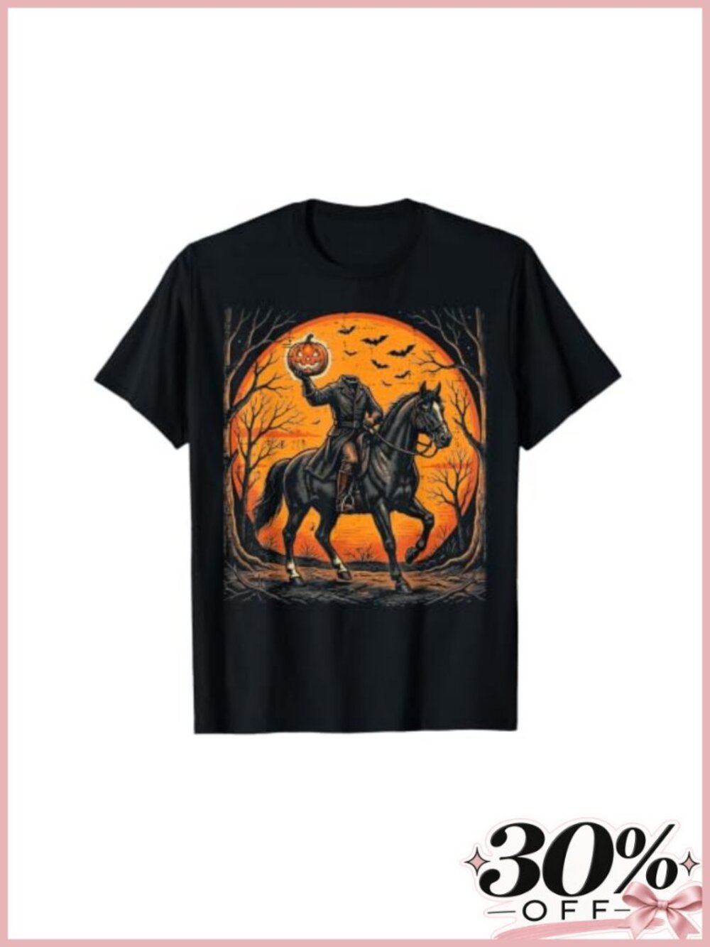Headless Knight Horse Pumpkin Halloween Costume T-Shirt